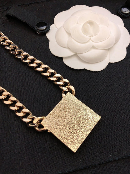 18K  Chanel Pink Logo Chain Necklace