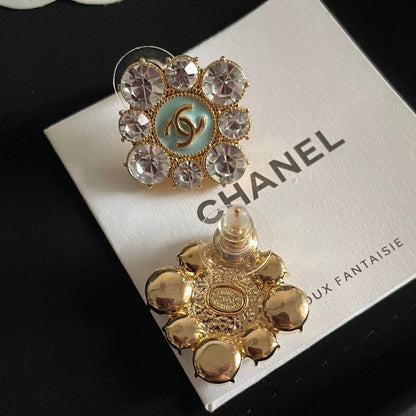18K  Chanel Color Flower Diamond Earrings