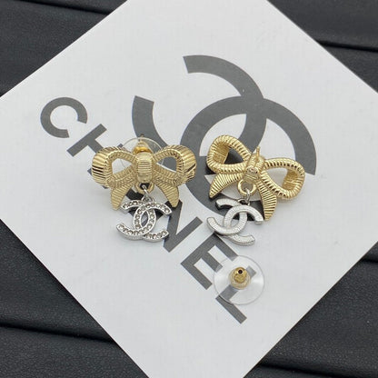 18K  Chanel Bow Tie Gold Earrings