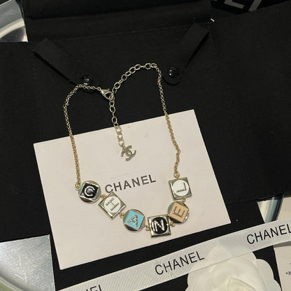 18K  Chanel Color Logo Choker Necklace