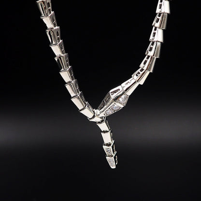 18K BVLGARI Serpenti Viper Demi-Pave Diamonds Necklace