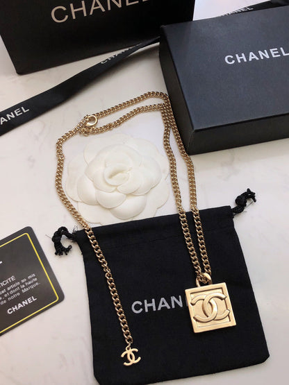 18K  Chanel Square Logo Necklace