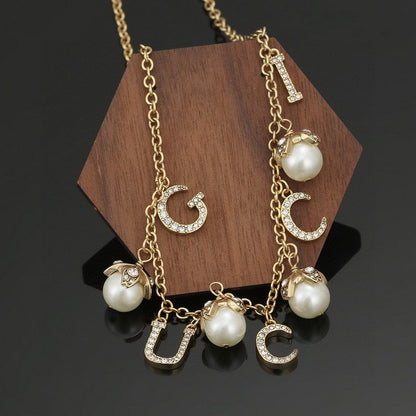 18K Double Gucci Pearl Necklace