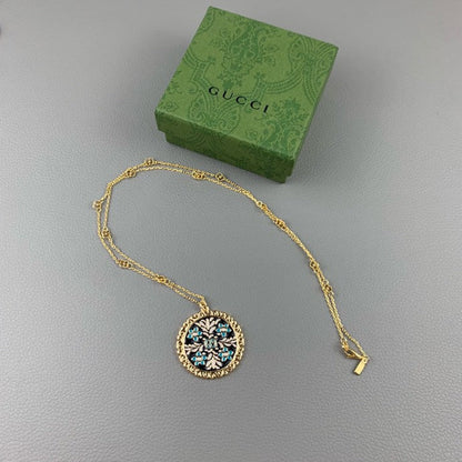 18K Double Gucci Iconic Floral Pendant Necklace