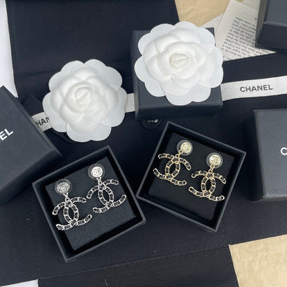 18K  Chanel Leather Gold Earrings