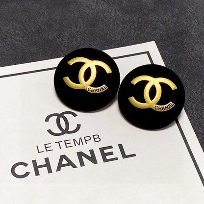 18K  Chanel Black Yellow Gold Earrings