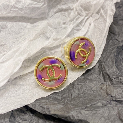 18K  Chanel Colorful Round Earrings