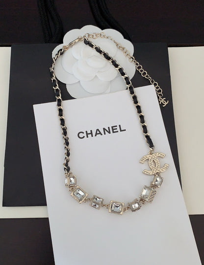 18K  Chanel Square Crystal Choker Necklace