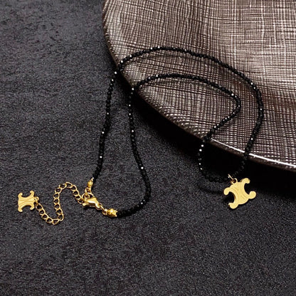 18K Celine Black Crystals Necklace