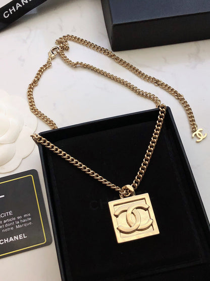 18K  Chanel Square Logo Necklace