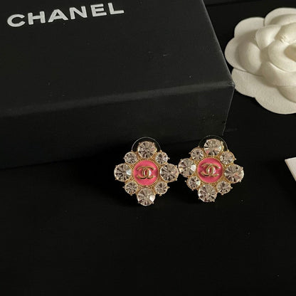 18K  Chanel Color Flower Diamond Earrings