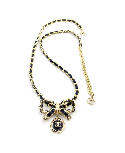 18K  Chanel Rhinestone Bow Tie Necklace