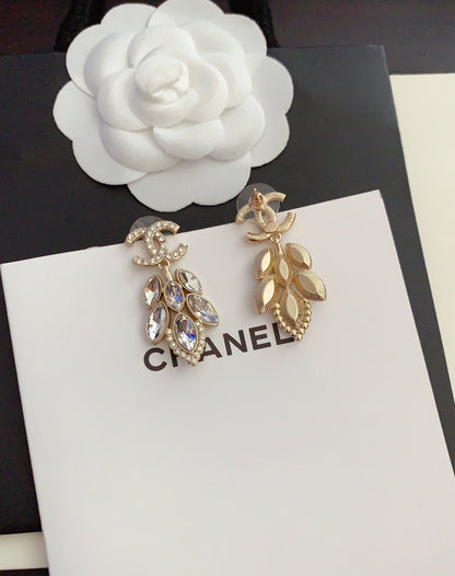 18K  Chanel Crystals Pendant Earrings