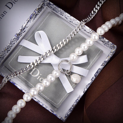 18K Dior Celine Gourmette Pearls Necklace