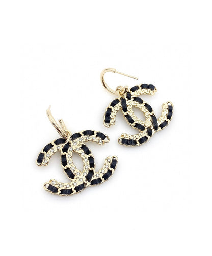 18K  Chanel Leather Earrings