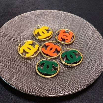 18K  Chanel Color Logo Earrings